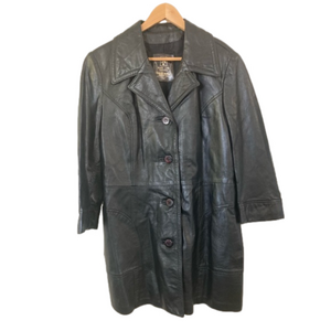 VINTAGE leather coat by Dan di modes 24K glace lamb black size 18